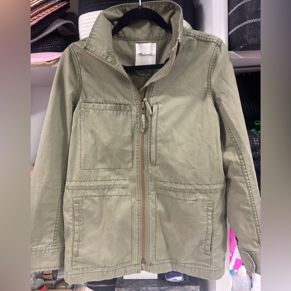 Madewell Utility Jacket Olive Green Zip Front Size S - Picture 3 of 3